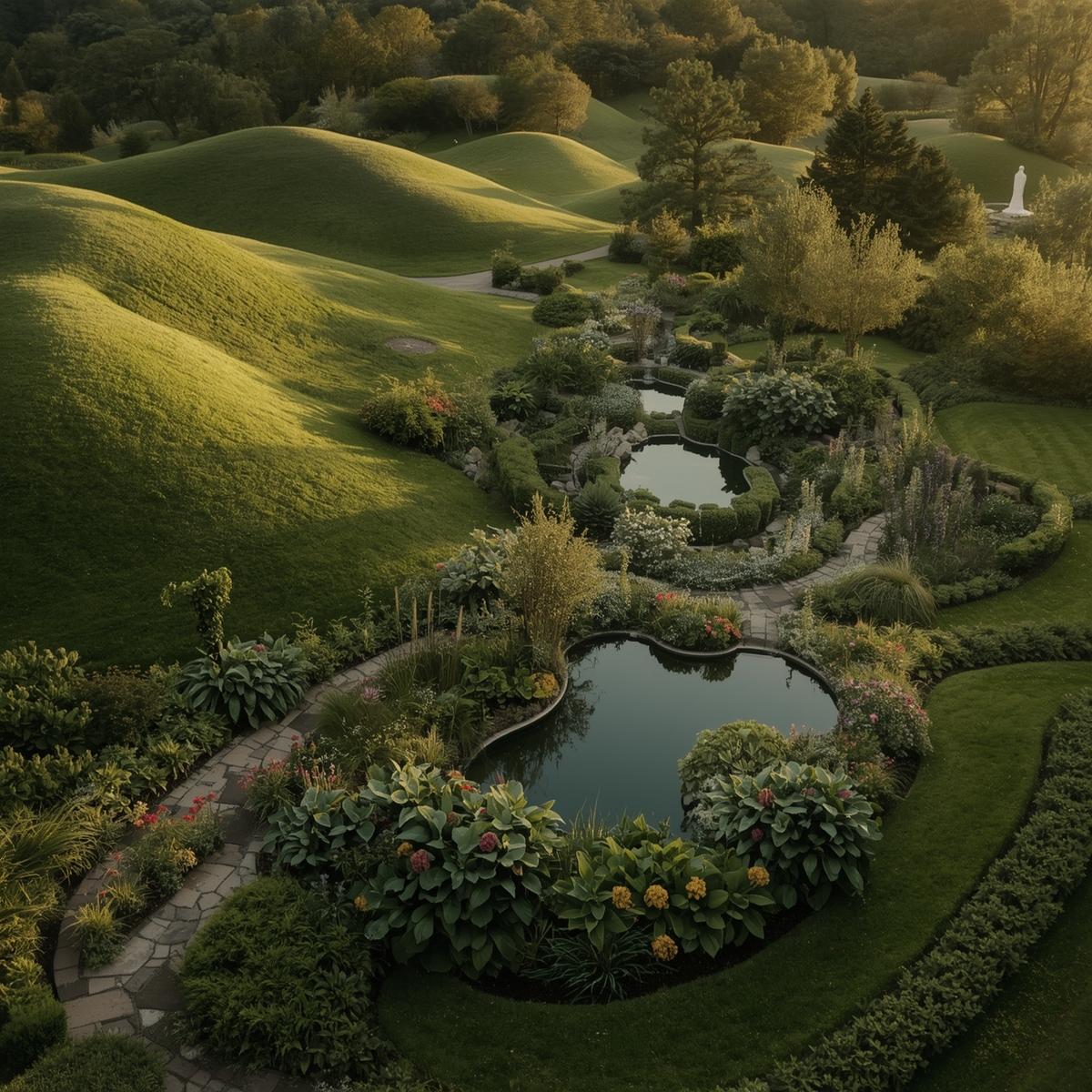 Beautiful landscape design with modern plants and design elements